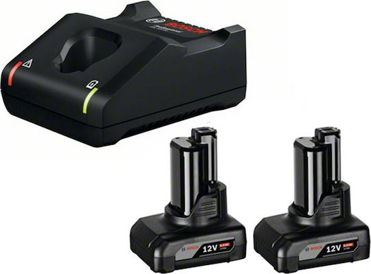 Bosch Set 2 Baterii Unelte Litiu 12V Capacitate 6Ah cu Încărcător GAL 12V-40