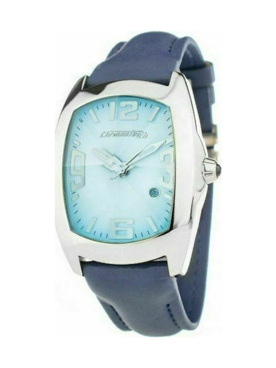 Chronotech Watch Battery with Blue Leather Strap CT7588M-03