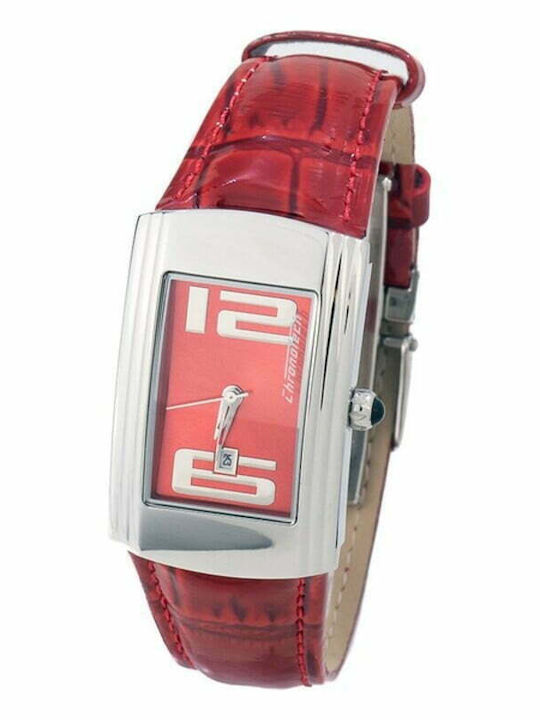 Chronotech Damen Uhr mit Rot Lederarmband