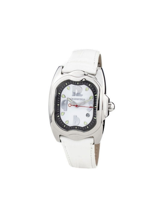 Chronotech Watch with White Leather Strap CT727...