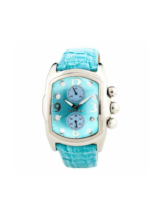 Chronotech Watch Battery with Turquoise Leather Strap CT9643-01