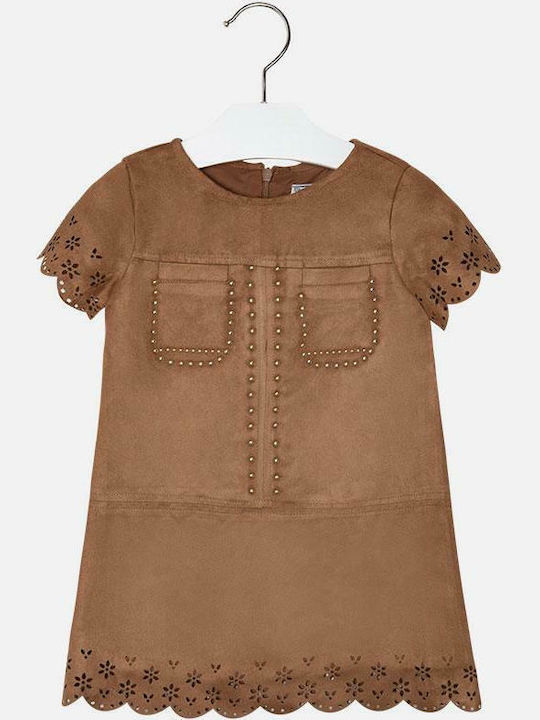 Mayoral Kids Dress Short Sleeve Brown