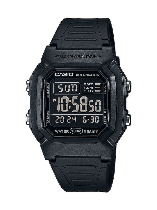 Casio Standard Ψηφιακό Ρολόι Χρονογράφος Μπαταρίας με Καουτσούκ Λουράκι σε Μαύρο χρώμα