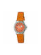 Justina Uhr mit Orange Lederarmband 32551