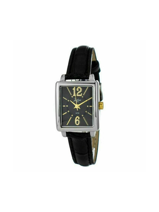 Justina Watch with Black Leather Strap 21992N