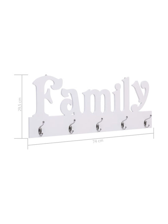 vidaXL Wandhaken Family White 74x29.5cm