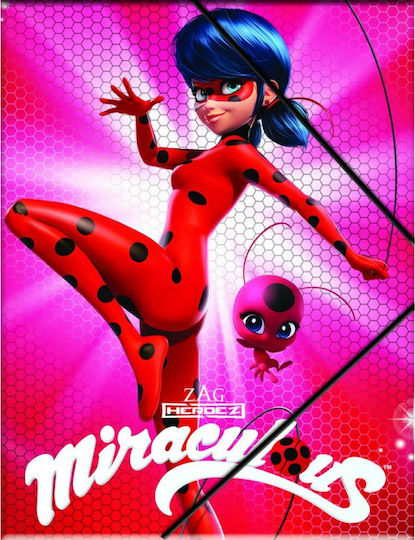 Gim Dosar cu Furtun și Urechi pentru Hârtie A4 Roz Miraculous Ladybug