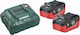 Metabo Set 2 Tool Batteries Lithium 18V Capacity 5.5Ah with Charger