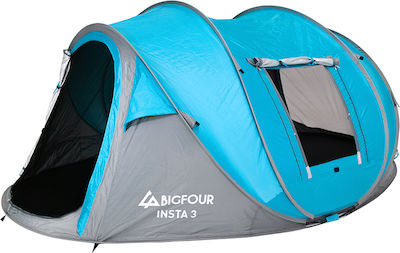 Bigfour Insta Αυτόματη Καλοκαιρινή Σκηνή Camping Pop Up Μπλε για 3 Άτομα 280x200x120εκ.