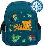 A Little Lovely Company Jungle tiger Insulated School Bag Backpack Kindergarten in Turquoise color L27 x W19 x H32cm 13lt