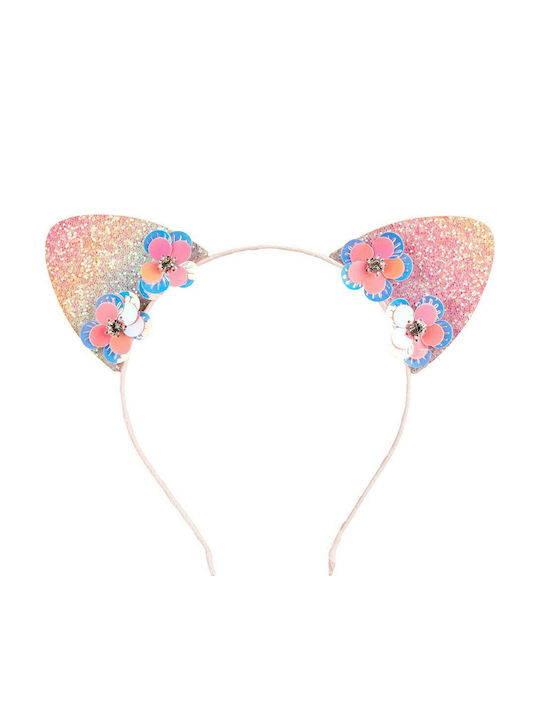 Souza For Kids Παιδική Στέκα Μαλλιών Tiara Leila με Αυτάκια Ροζ