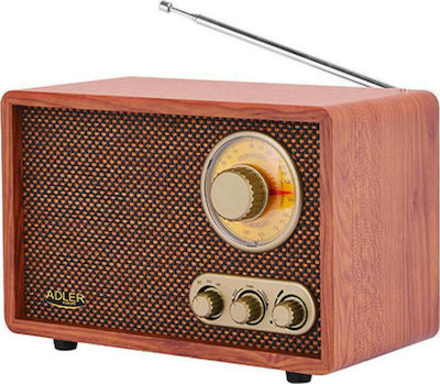 Adler AD-1171 Retro Επιτραπέζιο Ραδιόφωνο Ρεύματος με Bluetooth Καφέ