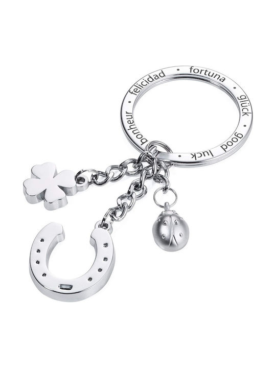 Troika Keychain Charm Glucksbringer Metallic Silver