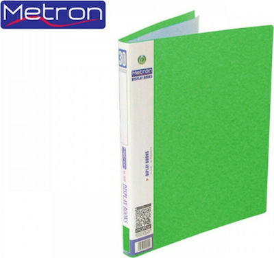 Metron Clipboard Flexible with 40 plastic sleeves Slides for Paper A4 Green 1pcs