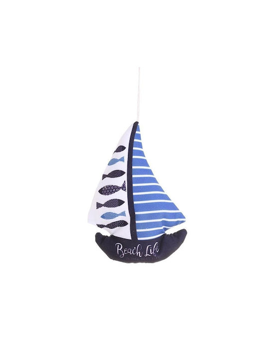 Inart Wall Decor Ship Blue Made of Fabric 60x70cm