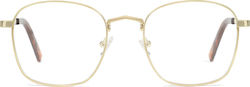 D.Franklin Classic Square Metallic Blue Light Blocking Glasses Gold