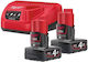 Milwaukee Set 2 Werkzeugbatterien Lithium 12V Kapazität 4Ah mit Ladegerät M12 NRG-402