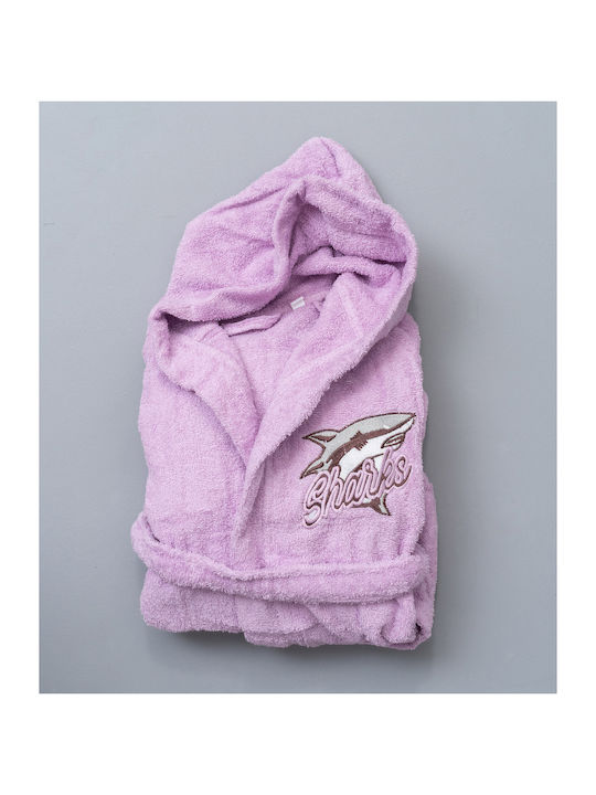 Palamaiki Kids Hooded Bathrobe Shark Lilac