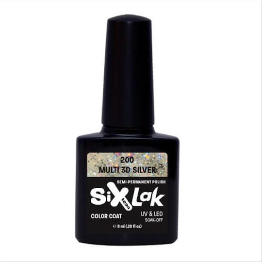 Sixteen Cosmetics SixLak Хибриден Лак за Нокти Multi 3D Silver 200 8мл 1бр