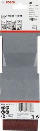 Bosch Sanding Belt K80 75x533mm Set 3pcs