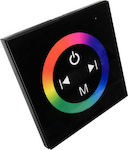 GloboStar Dimmer Touch Wandmontierter Dimmer Schwarzer Panel RGB Controller 12-24 Volt 144 Watt 77409