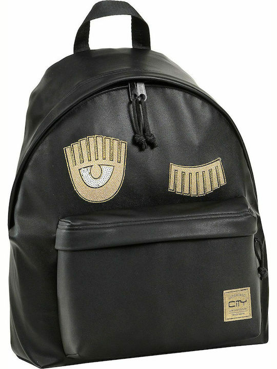 Lyc Sac The Drop Eyes Black School Bag Backpack Junior High-High School in Black color 24lt