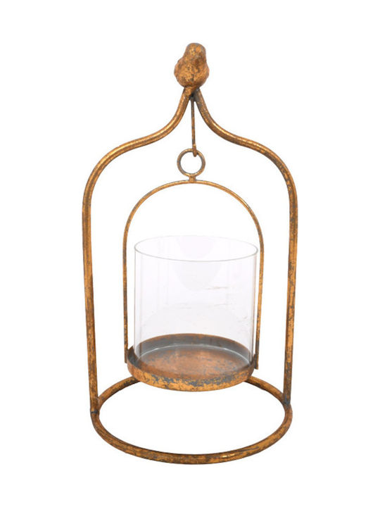 Fylliana Bird Lantern Metallic Tabletop Rust 17x11x31εκ. 1pcs