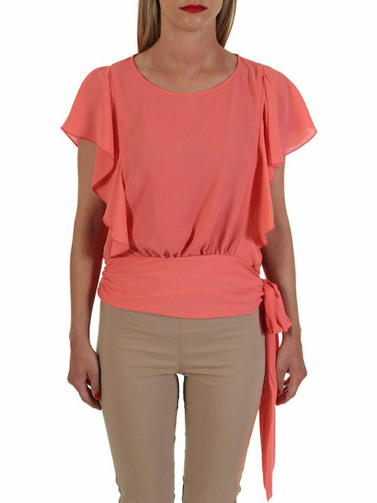 RELISH TOP VOLAN SIDE TIE CORAL