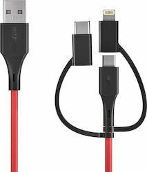 BlitzWolf BW-MT4 Mehrere Anschlusskabel USB zu Blitzschlag / Typ-C / Micro-USB Kabel 0,91m BlitzWolf BW-MT4 Mehrere Anschlusskabel USB zu Blitzschlag / Typ-C / Micro-USB Kabel 0,91m