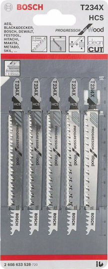 Bosch T234X Jig Saw Blade for Wood 91mm 5pcs 2608633528