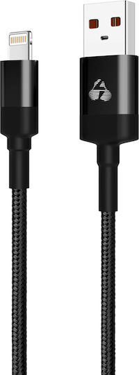 Powertech Плетена USB-A към Lightning кабел Черен 1м (PTR-0082)