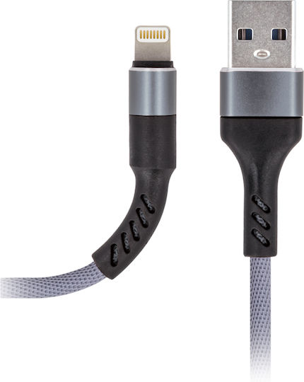 Maxlife Fast Reinforced Braided USB-A la Cablu Lightning Gri 1m (MXUC-01L)