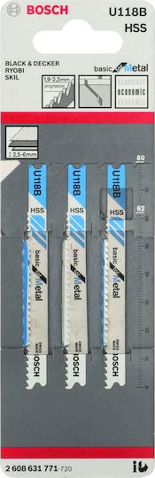 Bosch U118B Λάμες Basic for Metal για Μέταλλο 3τμχ