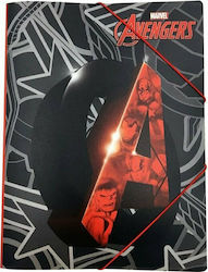 Gim Folder with Rubber Band and Ears for Paper A4 Black Avengers