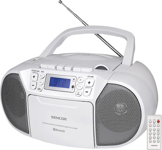 Sencor SPT 3907 Portable Audio System with Bluetooth CD MP3 USB Cassette Player Radio White
