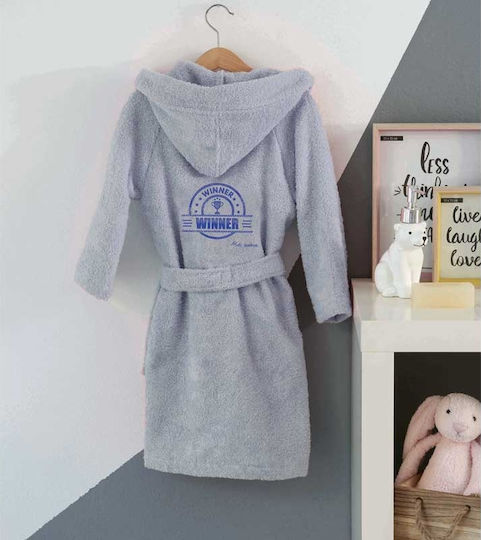 Makis Tselios Home Kids Hooded Bathrobe Winner Blue