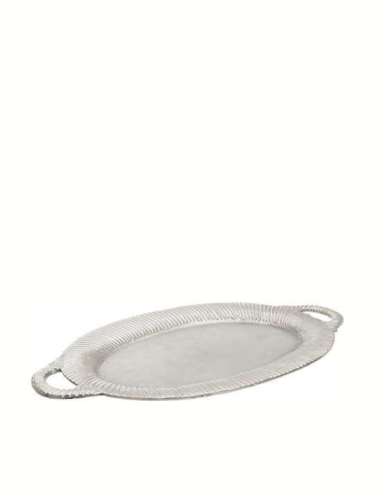 Inart Διακοσμητικός Δίσκος Aluminium Oval 50x30x2cm 1Stück