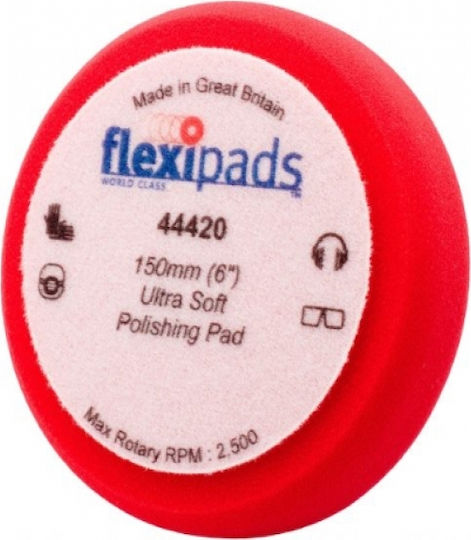 Flexipads 501029 Σφουγγάρι Γυαλίσματος Velcro Μαλακό Κόκκινο 150x50mm
