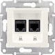 Schneider Electric Sedna Front Double Network Socket RJ45/RJ11 Cat6 White SDN4800123