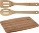 Excellent Houseware Rectangular Bamboo Chopping Board Set with Spoons Brown 32.5x23cm 3pcs