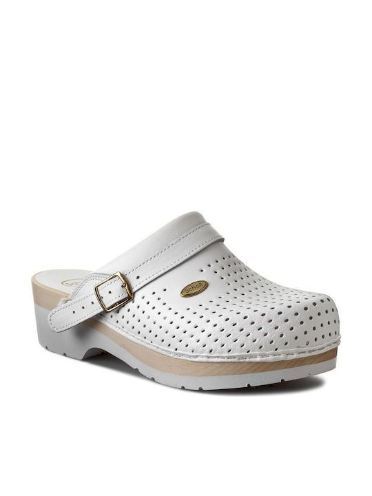 Scholl Super Comfort Δερμάτινα Ανατομικά Σαμπό Λευκά Scholl Super Comfort Δερμάτινα Ανατομικά Σαμπό Λευκά