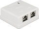 DeLock Διπλή Εξωτερική Πρίζα Δικτύου RJ45 Τύπου Cat6 σε Λευκό Χρώμα 86269
