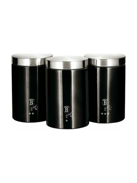 Berlinger Haus Black Silver Collection Βάζο Καφέ / Ζάχαρη / Τσάι Μεταλλικό σε Μαύρο Χρώμα 11x11cm 3τμχ