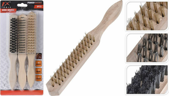 FX Tools Fx Tools Σετ Συρματόβουρτσες Χειρός C22954010 Σετ Εργαλεία Χειρός με Ξύλινη Λαβή 3τμχ