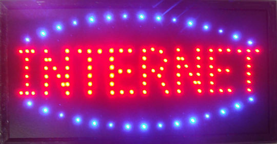 "Internet" Πινακίδα LED με Κίνηση Μονής Όψης 2 Χρωμάτων 50x26cm