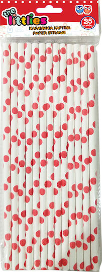 The Littlies Straws Paper Red Polka Dot 25pcs