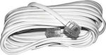 Eurolamp Flat Telephone Cable RJ11 6P4C 10m White (147-10074)