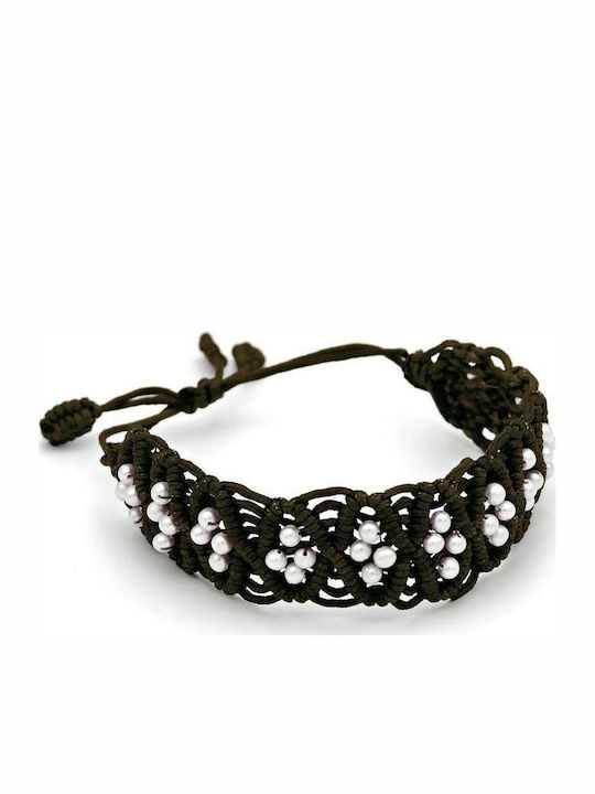 Macrame bracelet with pearls - M805701