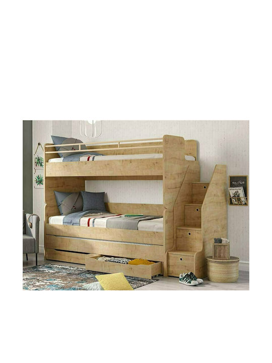 Παιδικό Κρεβάτι Κουκέτα για Στρώμα 90x200cm Μόκα