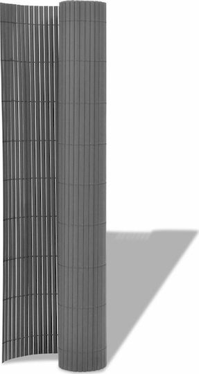 vidaXL Двойна Градина Оградна Сива Каламоти Пластична с Целият Рийд 1.5x3m